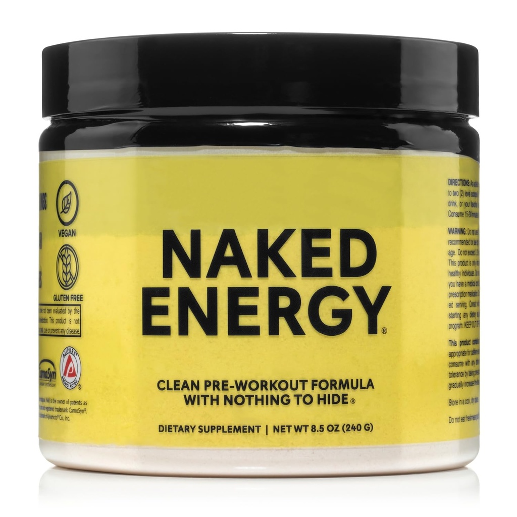 NAKED 能量 - 纯预工作粉(纯预工作粉) 男女, Vegan, 不受欢迎, 健康预工作 - 没有添加甜甜品, 颜色或火焰 - 50种服务