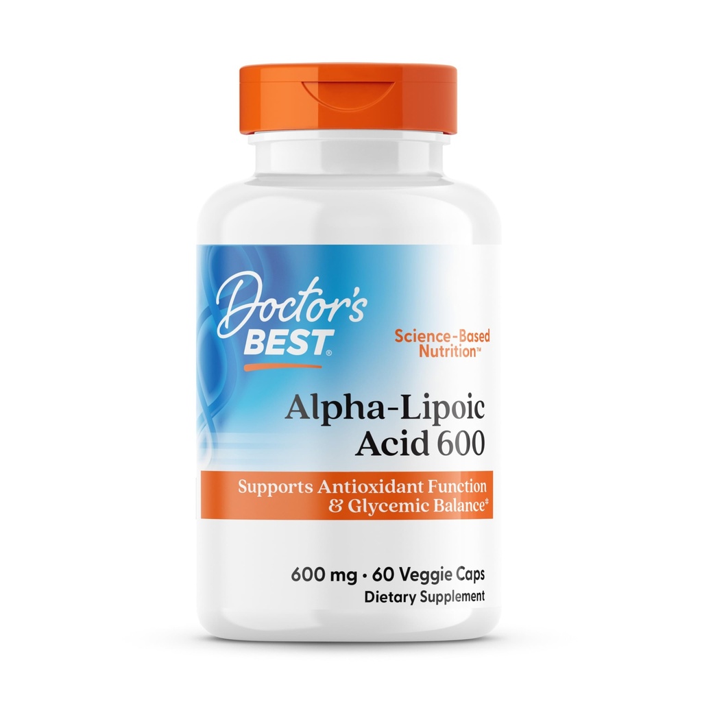 医生最佳Alpha-Lipoic酸600,支持抗氧化剂功能与甘油平衡,非GMO,Gluten Free,Vegan,Soy Free,600 mg,60 Veggie Caps