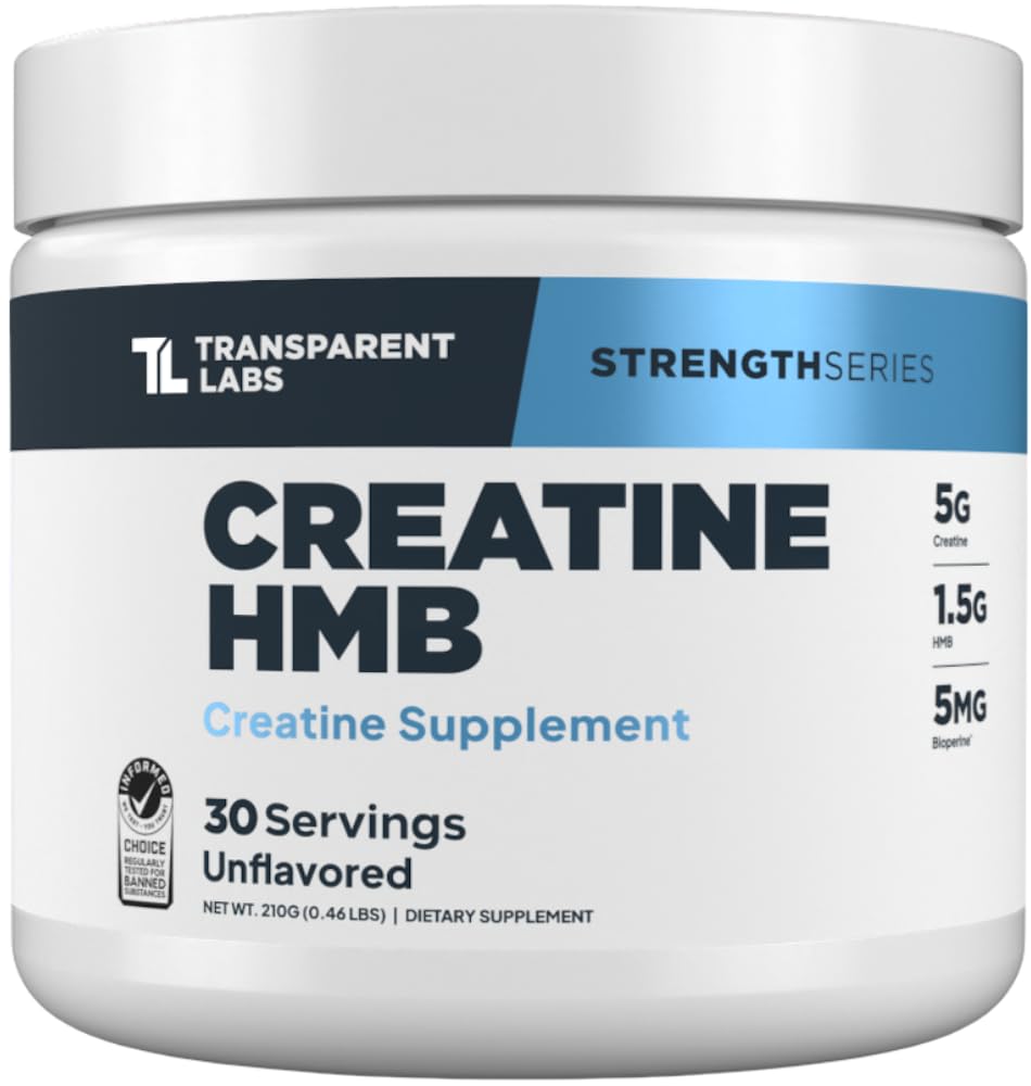 透明实验室 Creatine HMB - 配有HMB的Creatine 单水合物粉,用于肌肉生长、增强强度、增强能量输出以及提高运动性能 -- -- 30个服务对象,未受欢迎