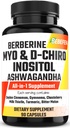 Myo-Inositol & D-Chiro Inositol Capsules 配有 Ashwagandha, Berberine, Cinnamon, Gymnema, Chasteberry, 牛奶硝酸盐, Turmeric, Bitter Melon - 90 Capsules