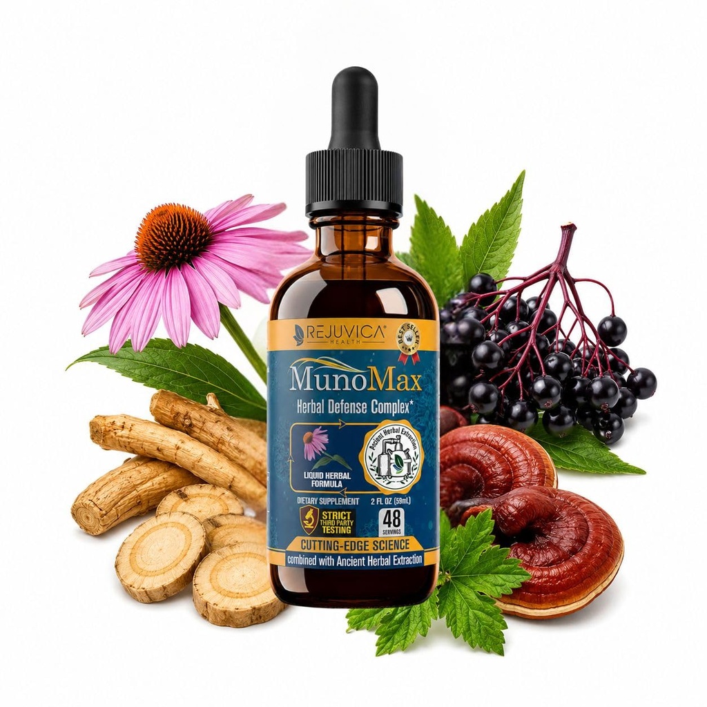 MunoMax - 高级免疫支持补充剂 - 液体交付以更好地吸收 - Echinacea, Astragalus, Reishi, Goldenseal, Elderberry & More!