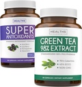 抗氧化剂与绿色茶叶提取(1-Month Supplement) 抗氧化剂绿色聚合剂 - 超级抗氧化剂 - 强力超级食品日报 Blend(120 Caps) & 绿色茶叶提取剂与EGCG Polyphenol Catechins(60 Caps)