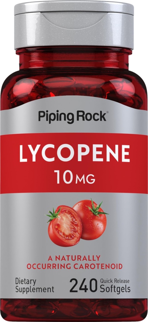 Piping Rock Lycopene 10mg | 240 Softgels | Non-GMO, Gluten 免费补编