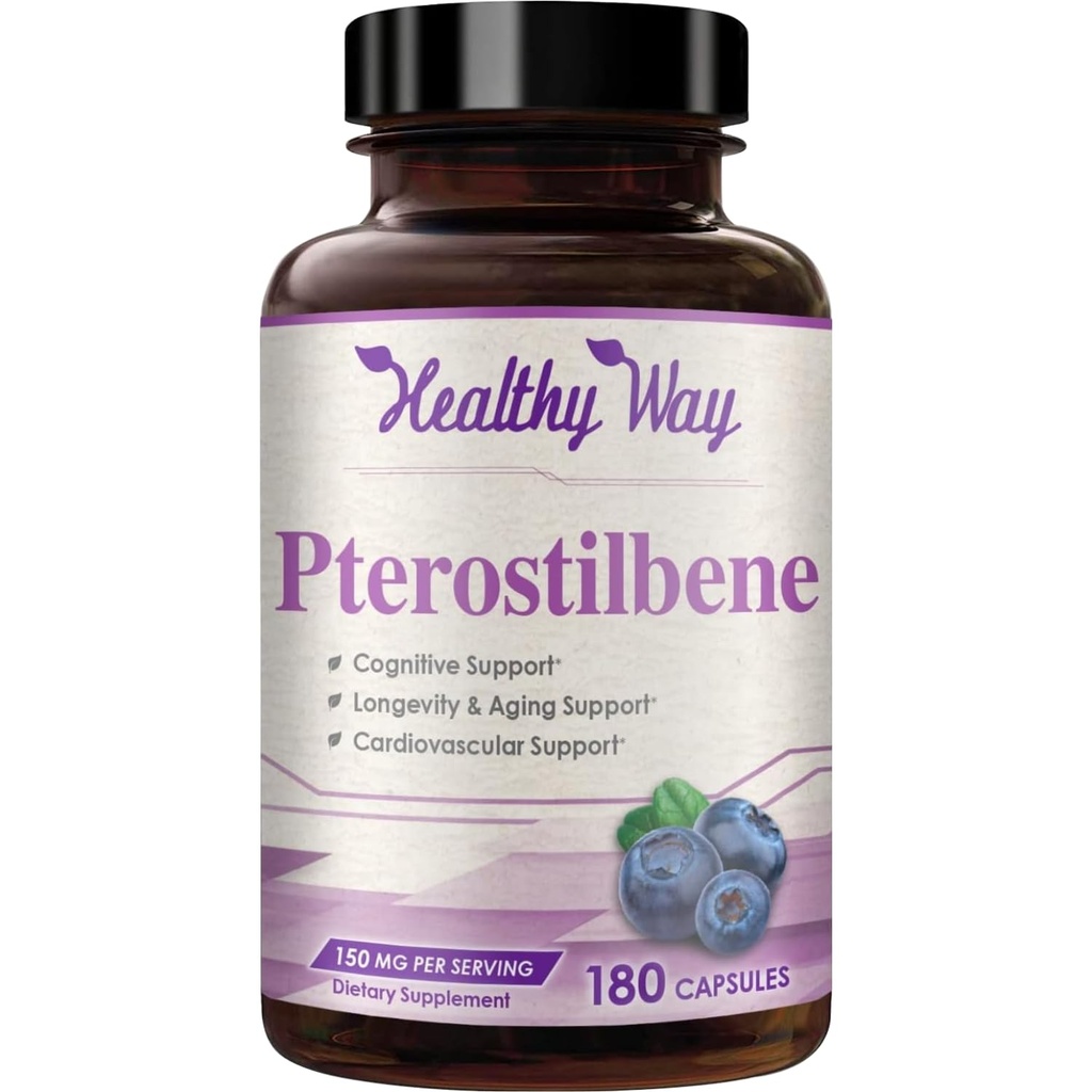150mg Pterostilbene 补充剂 -- -- 健康老化的心脏皮肤和大脑支持的每日抗氧化剂补充剂 -- -- 美国自然衍生的非GMO和制造(180种服务)