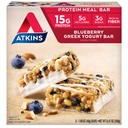 Atkins Blueberry Greek Yogurt蛋白肉条,高纤维,15g蛋白,3g糖,5g Net Carbs, Meal 替换, Keto Friend, 5 Count