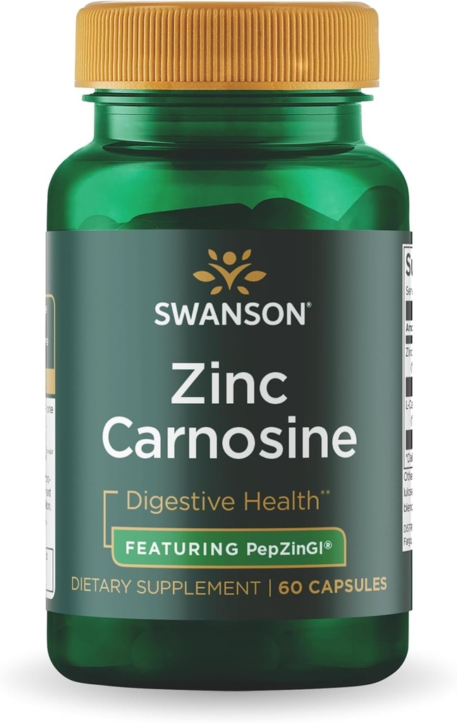 Swanson Ultra Zinc Carnosine (PepZinGI) - 60 Capsules - 胃健康、消化支持和胃微平衡的自然补充