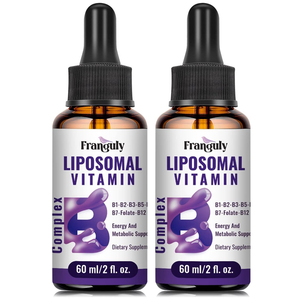 Liposomal Vitamin B 复合液体亚语言 B 复合维生素 女性男性强化吸收 甲基化 B12,B1,B2,B3,B5,B6,Folate,Biotin for Energy and Immune Support - 4.0 oz