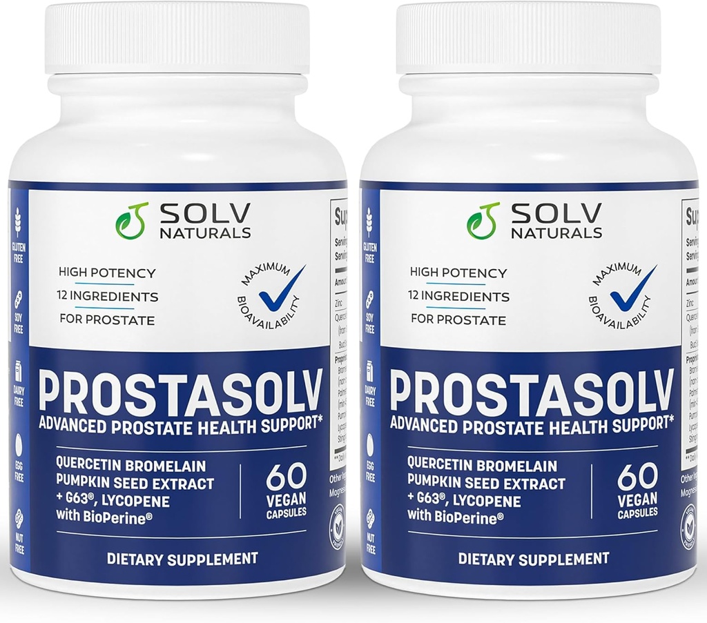 PROSTASOLV 高级Prostatitis CPPS 补编,Vegan Capsules, Quercetin Bromelain, 南瓜种子提取, Lycopene, PioPerine for Pelvic Health(2)