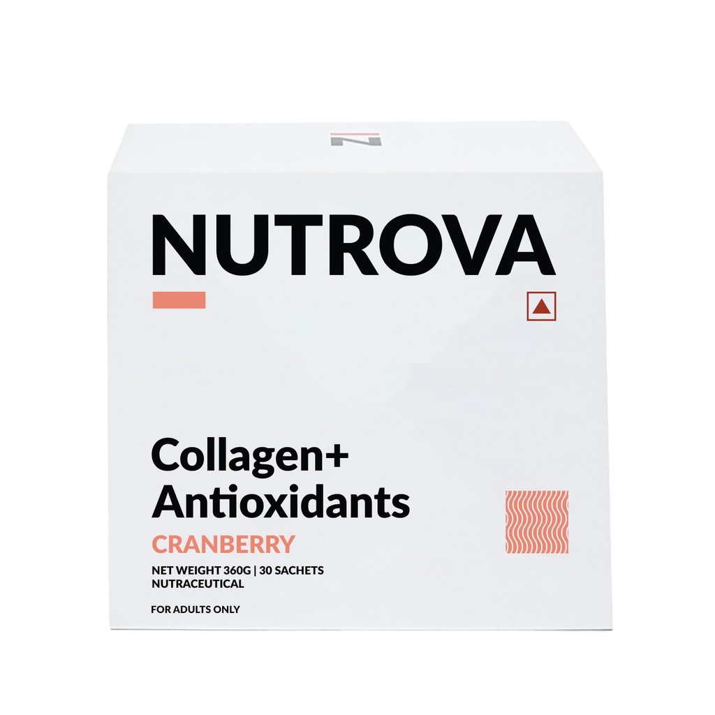 NUTROVA Collagen+ 抗氧化剂补充剂 -- -- 供男女使用的海洋Collagen粉,增加皮肤水分,减少皮肤损伤,支持健康的皮肤,Hair & Nails,Cranberry,1项,30