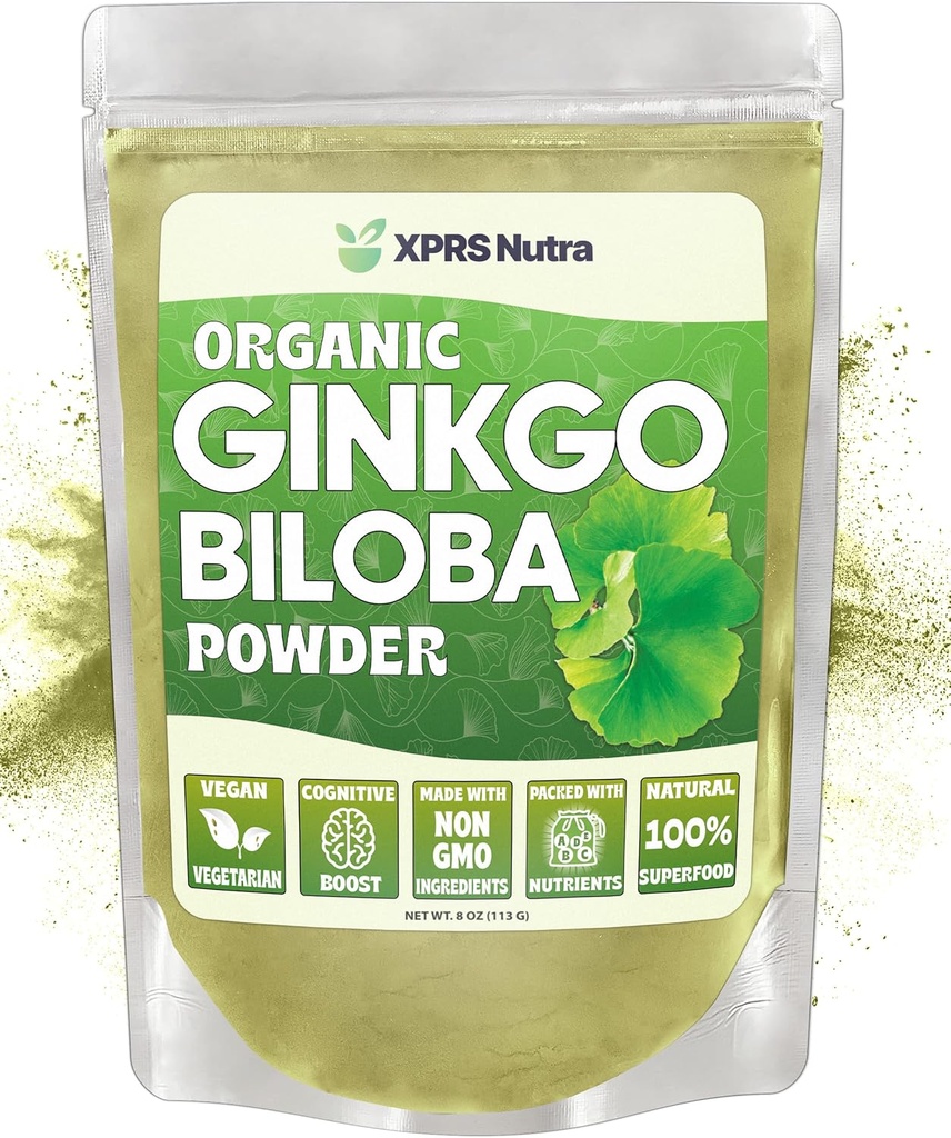 XPRS 努特拉有机金戈·比洛巴粉 - Gingko Biloba 认知补充剂 - Vegan 友好金戈巴·比洛巴 有机金戈·比洛巴 豁免助力金戈·比洛巴粉 (8 oz)