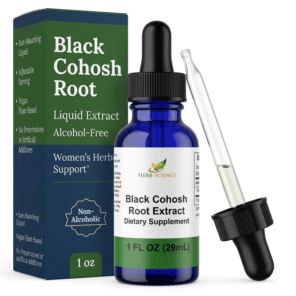 Black Cohosh Root – 支持月经救济,更年期救济,健康血压,循环 – 无酒精液体提取, 1 oz – Herb-Science