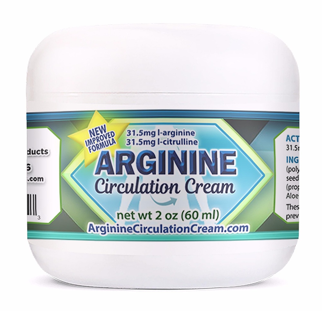 Arginine环流Cream 2 oz - Menthol, L Arginine & L Citrulline Lotion - 支持健康腿和身体血流 - 全家产品