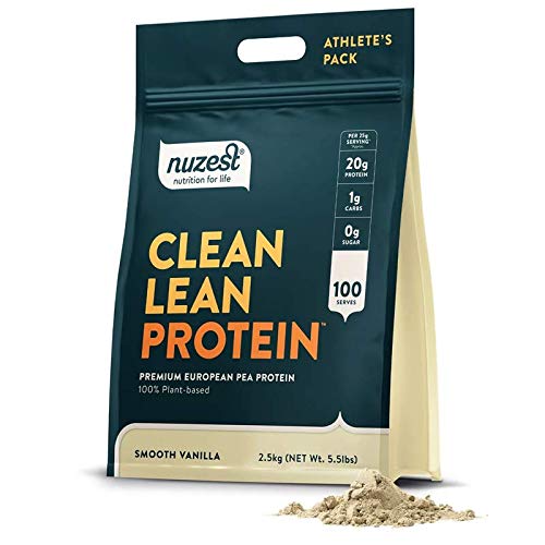 Nuzest - Pea蛋白粉 - Clean Lean protein, Premium Vegan 植物基蛋白粉, 乳制品自由, Gluten Free, GMO Free, 蛋白质摇晃, 平滑香草, 100 services, 5.5 lb