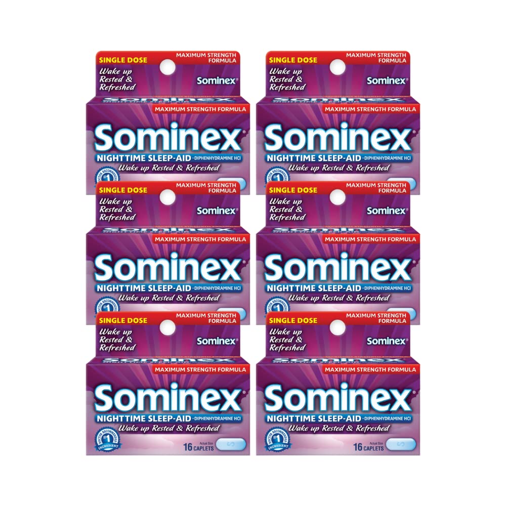 Sominex 夜间睡眠援助卡片,最大强度,16 ea(6包)