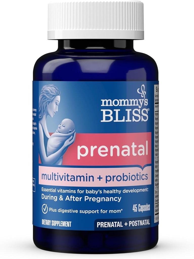 母亲的Bliss 产前多维他明 + 女性的亲生药 W/ Folic Acid, 支持婴儿发育 和妈妈的文摘 w/ Zinc, 维生素 B6 & B12, 姜和乔琳, Vegan & Gluten Free (45种服务)