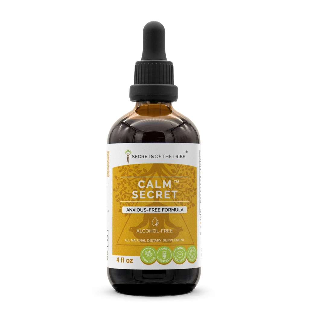 部落的秘密- 平静的秘密, 草药补充剂 Blend Drops 无酒精液体提取, Anxious- Free Formula (4 fl oz)