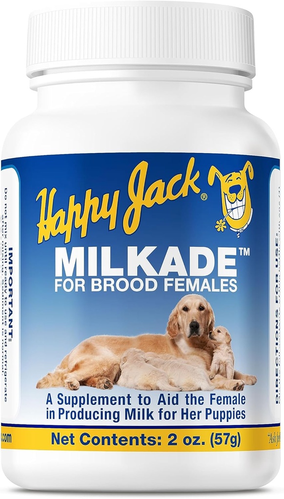 HAPPY JACK 牛奶养狗和护理用品、女性狗和健康的垃圾牛奶生产援助、带有维生素B1的产前维生素(2 oz)