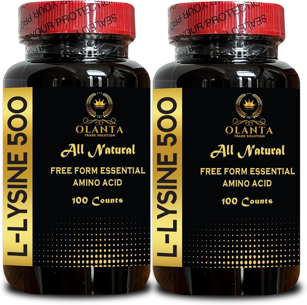 莱丝琳 500 - 促进压力支持和神经系统健康自然补充剂,L-Lysine HCl,每日赖氨酸摄入量,能源生产,氨基酸维生素补充剂 - 2瓶200个计数