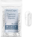 纯Caps USA - 空蔬菜 Vegan Pill Capsules 尺寸 0~ 10,000 分离的 Pills| Clear - 非GMO认证 QQ SLS, Gluten, 防腐自由