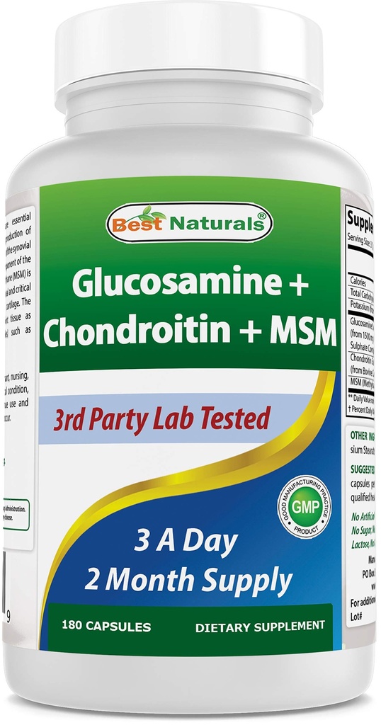 Best Naturals Glucosamine Chondroitin and MSM (非GMO) - 促进联合健康 - 180个计数