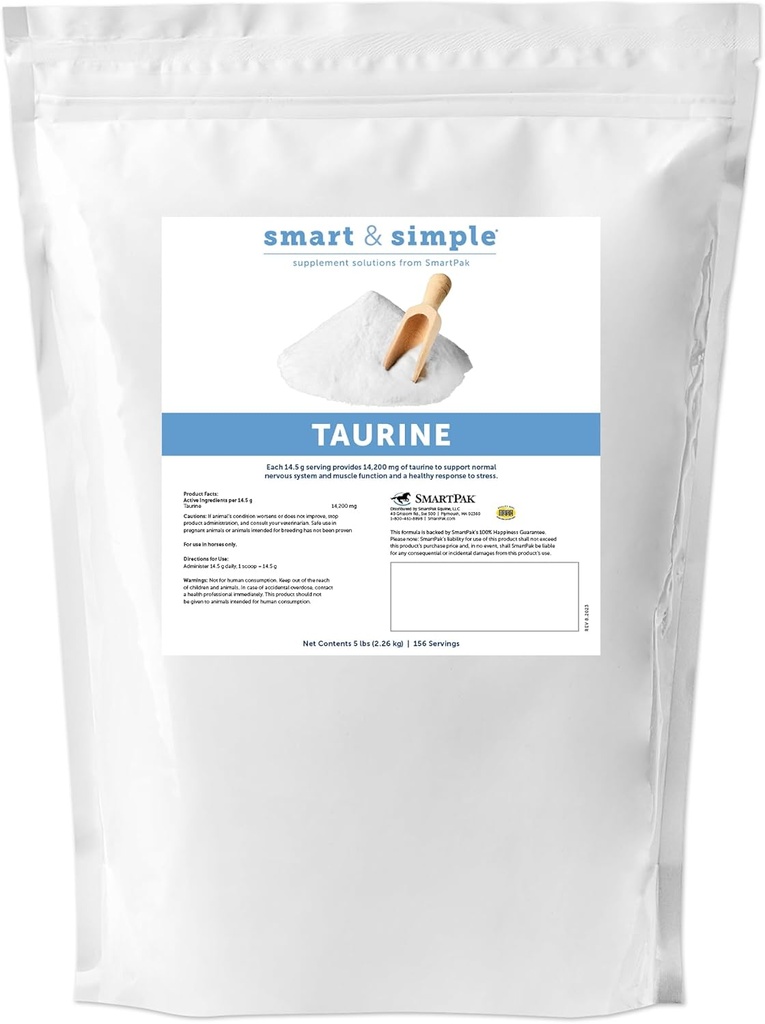Smart & Simple Taurine Powder QQ 马的14,200 mg 配马的Taurine 支持肌肉 外部和内部结构 支持冷静的情绪 156 服务 5 lb