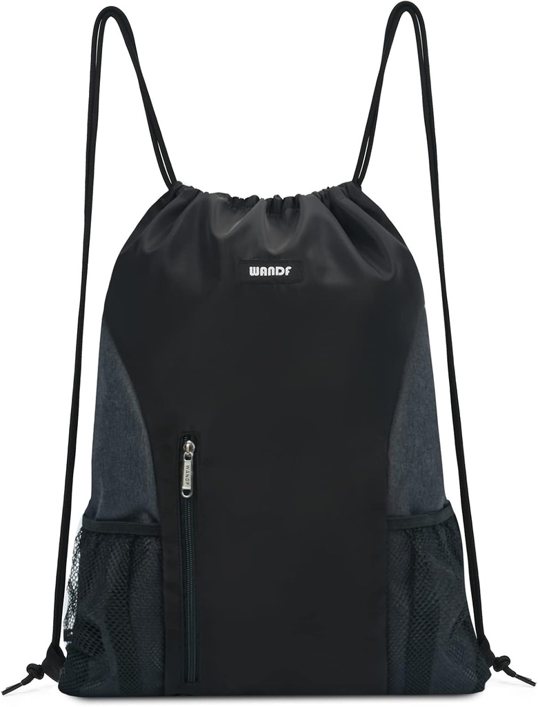 WANDF 拖曳背包 运动健身套装 带 Mesh Pockets 水阻绳套装 女性男性(黑色)