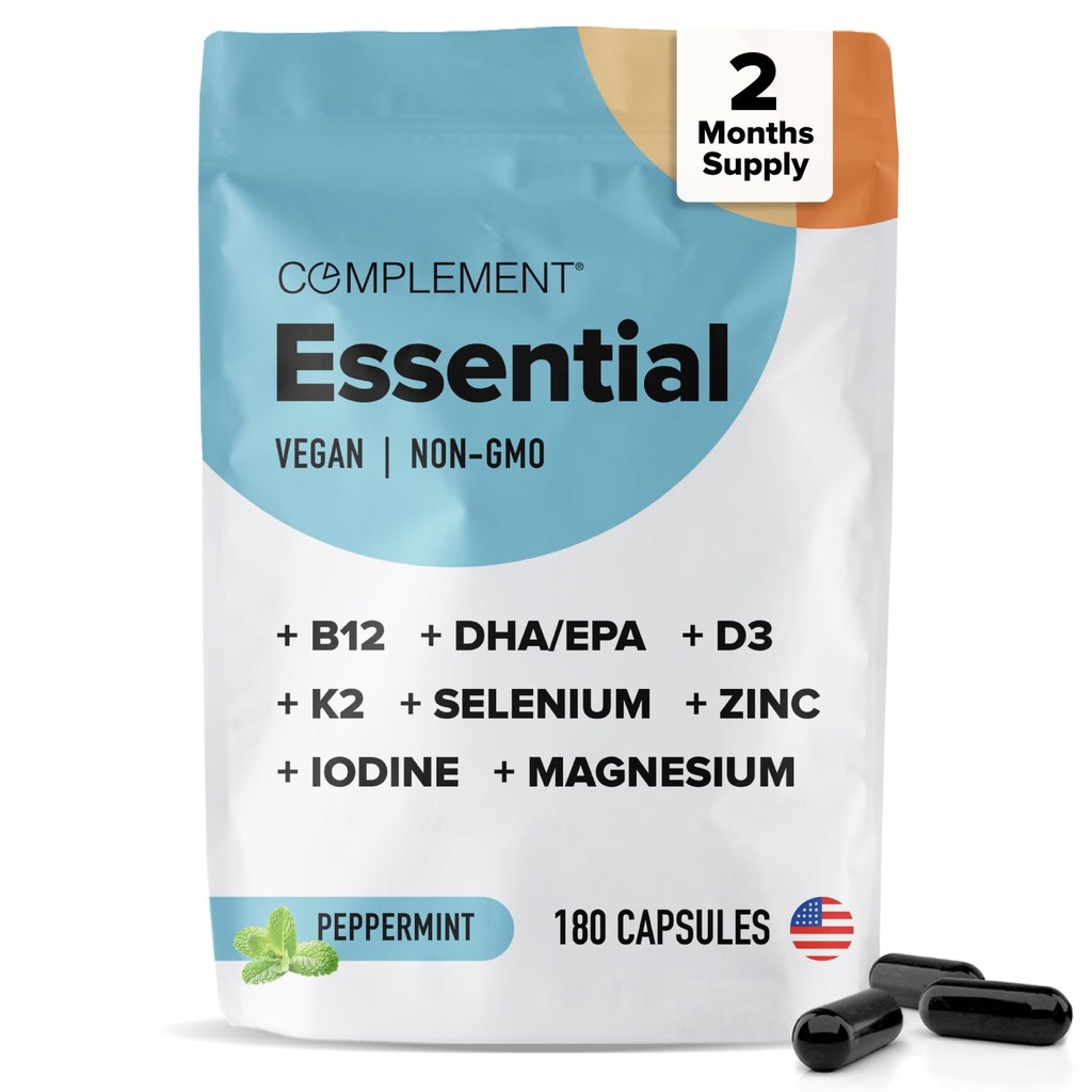 与Omega-3 DHA & EPA、B12、维生素D3 & K2、锌、硒、镁、碘 - 支持豁免和总体健康互补