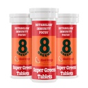8 Greens SuperGreens牌匾 超级Greens Powder Superfood牌匾 代谢豁免和焦点 每日绿地 Effervescent牌匾 有机:Aloe Vera, Spiruina, 氯氏菌, 血橙, 30种服务