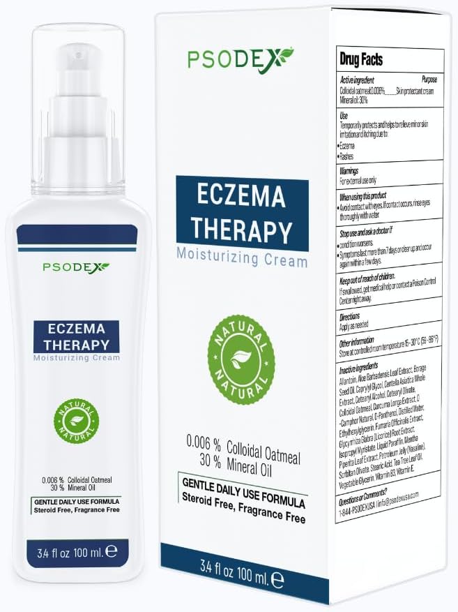 PSODEX Eczema Cream – 用阿洛韦拉,维他命,茶树油 – 有机和天然 Eczema Lotion – 非刺激和舒缓 Eczema Cream 来制作 Eczema 治疗皮肤护理