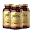 Solgar Chewable Calcium 500 mg - 120 mg - 120 Wafers, pack of 3 - 促进肌肉骨骼健康 - 非GMO, Vegan, Gluten, 小麦和乳品免费, Kosher - 180 总服务