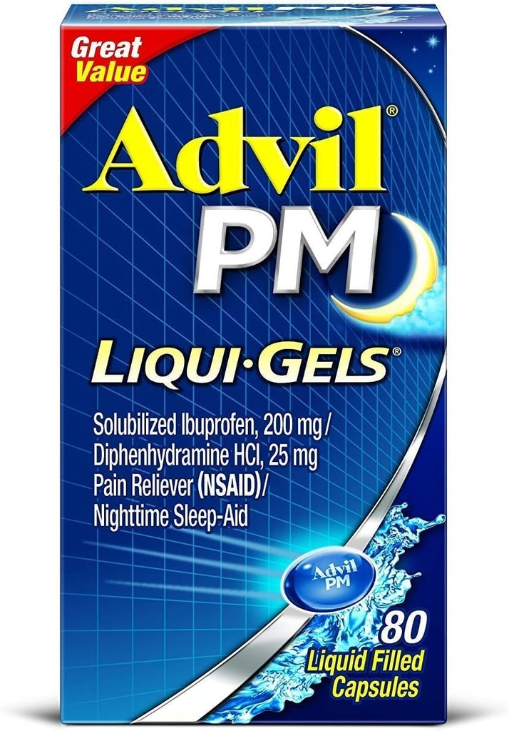 Advil PM Ibuprofen 200 mg Liqui-Gels 80 ea(包4)