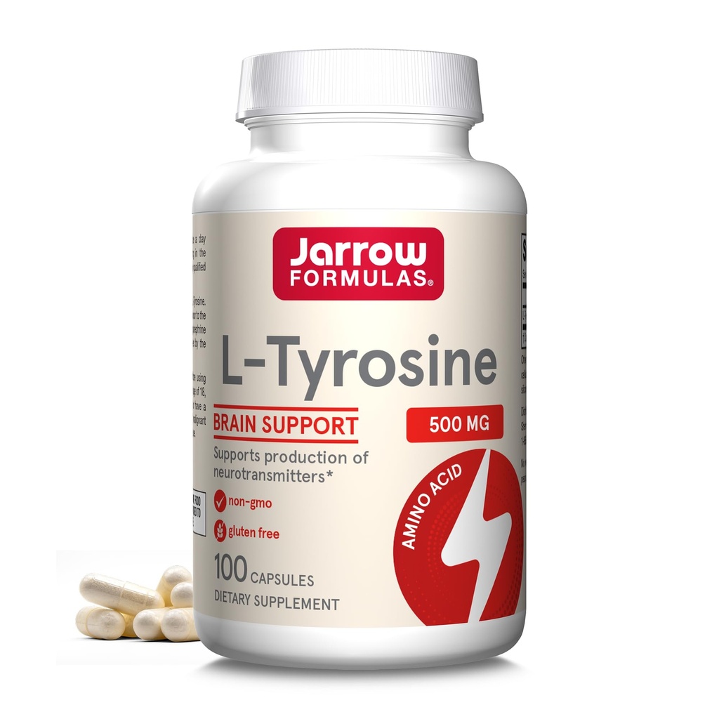 Jarrow Formules → L-Tyrosine 500 mg, 饮食补充剂,脑健康支持氨基酸补充剂, 100 Capsules, 100天供应量