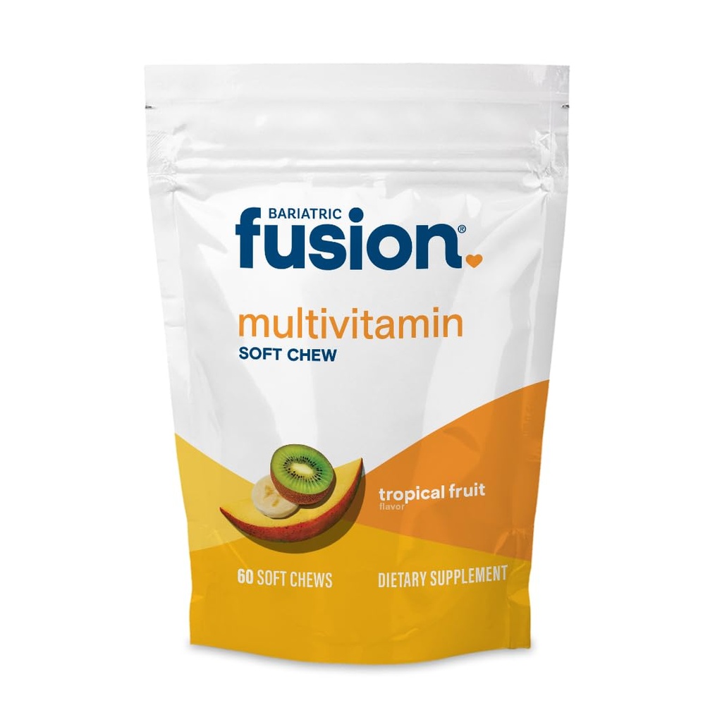 Bariatric Fusion Bariatric 多维特敏软 Chew 热带水果 Flavor 包括肠胃旁塞和膝盖胃切除术在内的产后外科病人 Chewy 60 Counter QQ 1个月供应量