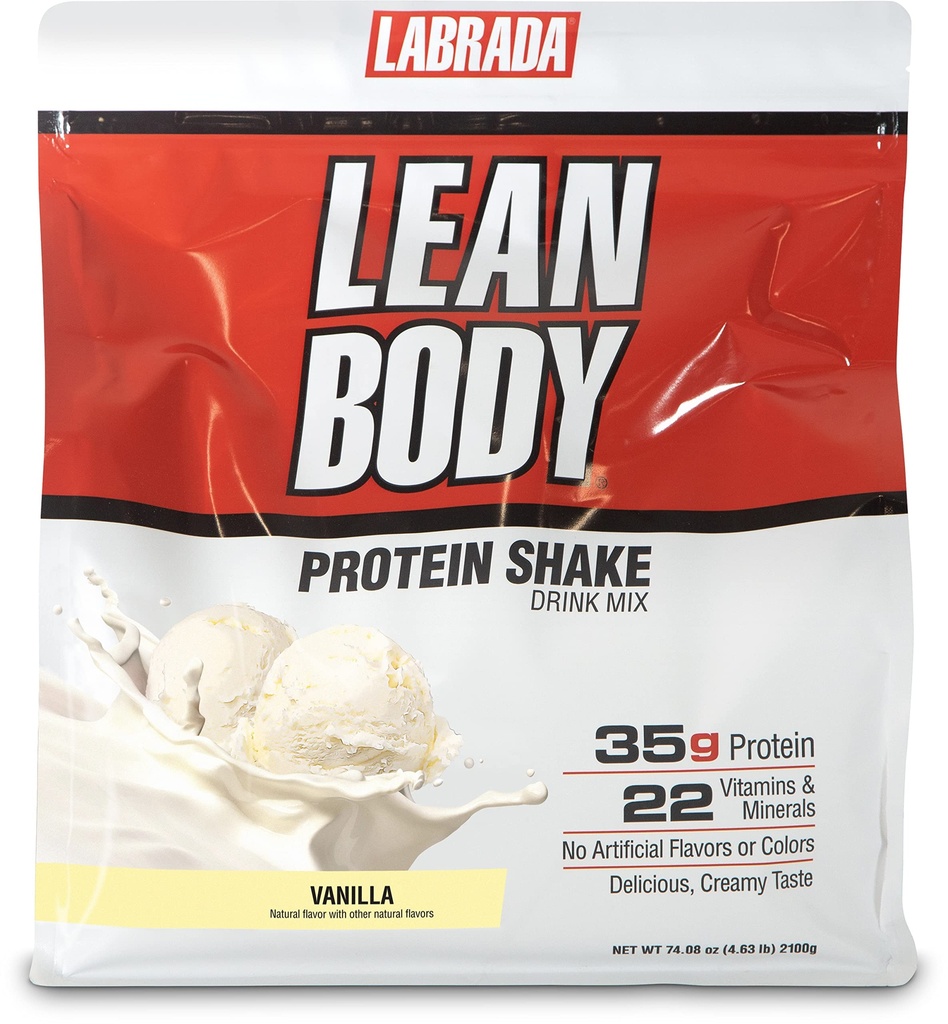 利安体全一香草蛋白摇晃 35g蛋白,Whey Blend,7g健康脂肪和纤维,22维生素和矿物,无人工染色,Gluten Free,(4.6lb)包装May Vary