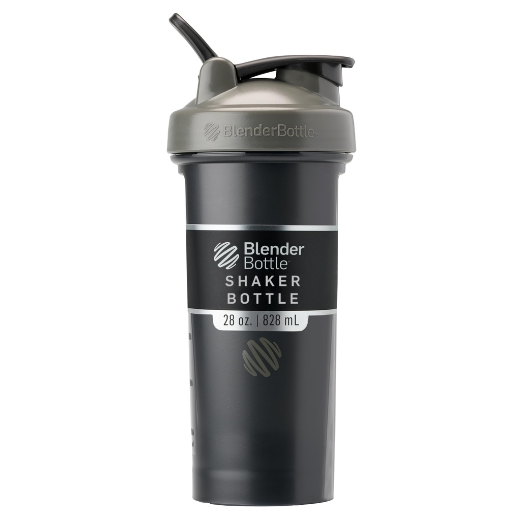 BlenderBottle Classic V2 摇摆瓶 完美地用于蛋白质摇摆和前置工作,28-Ounce,灰/黑色,黑色阴影