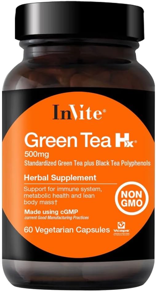 邀请健康 - 绿色茶Hx - 固态的绿色茶+黑色茶酚 - 60个蔬菜卡普尔 - 30天供应(2-Pack)