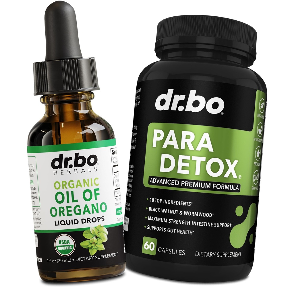 Oregano 石油有机液体滴水与古特健康盖- Oregano 滴水的石油 丁皮提取与肠胃药丸 草木虫子 黑胡桃 克洛夫 Immune 支持 - 草原有机体
