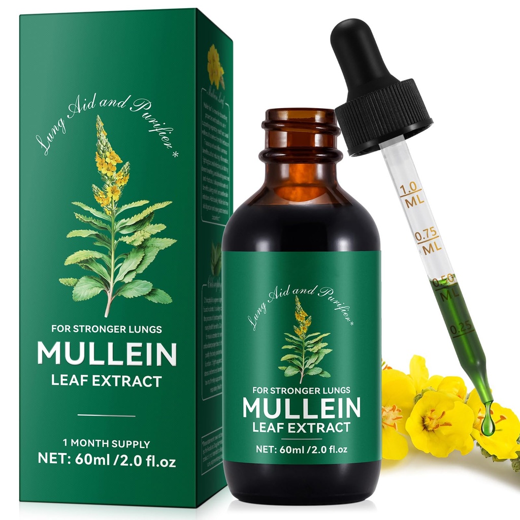 Mullein Drops,Mullein叶片提取器用于肺脏,Mulleins叶片提取器用于肺脏清洁剂和Phlegm,快速吸附力强的Mulleins提取器(1)