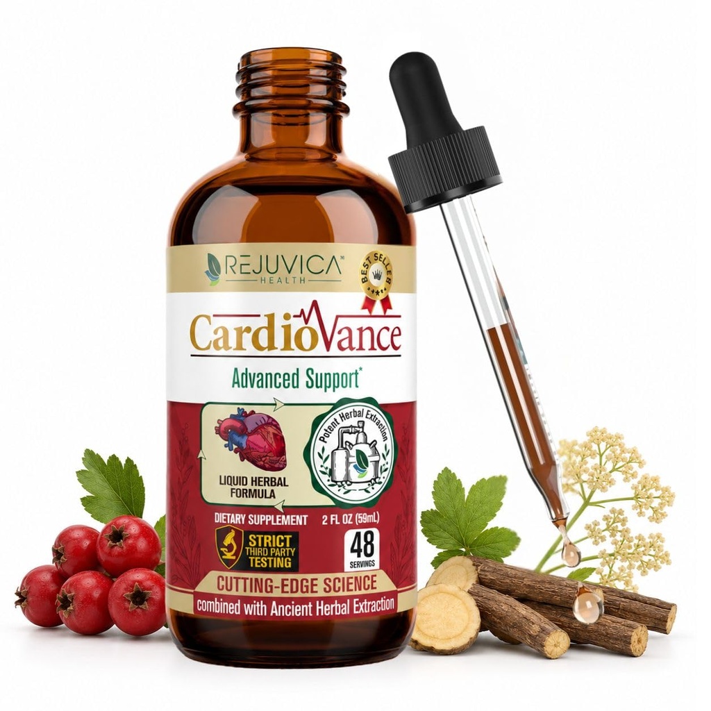Rejuvica Health Cardiovance - 心脏支持补充 - 液体交付更好的吸收 - 霍桑,Hibiscus, Arjuna, Olive Leaf & More!