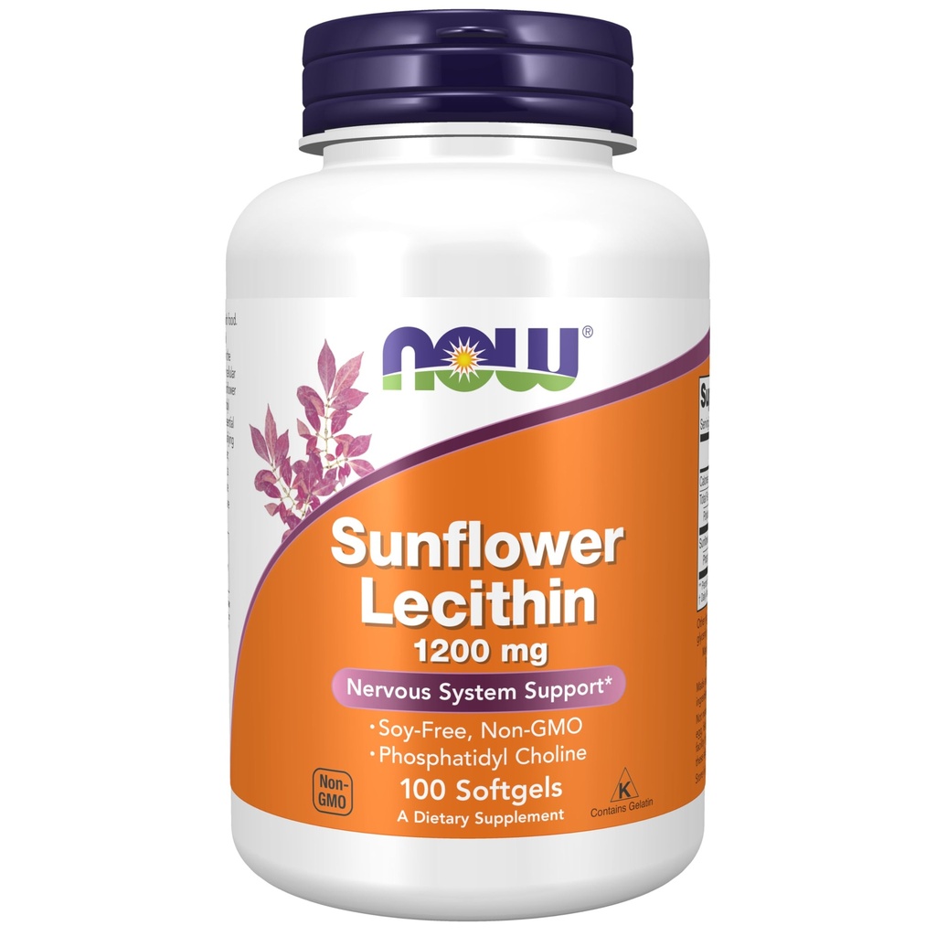 Now Foods Supplements, Sunflower Lecithin 1200 mg 配磷脂酰胆碱,100软胶