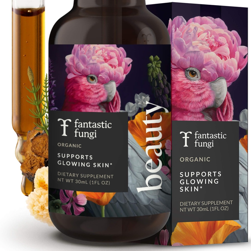 神奇的真菌美女 Elixir 配有 Tremella 蘑菇提取器 Chaga 蘑菇提取器 马尾和 Acerola - 健康毛发的有机滴水 皮肤和钉子 - 在美国设计 - 30名服务员, 1 fl oz