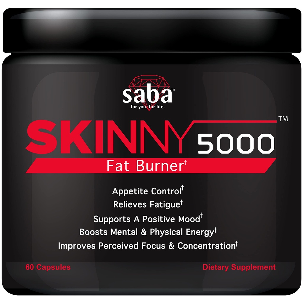 Saba Skinny 5000 - Fat Loss - Wight Loss - Appetite Control - Mild Jitter - Free Energy - Focus - 60 卡普尔