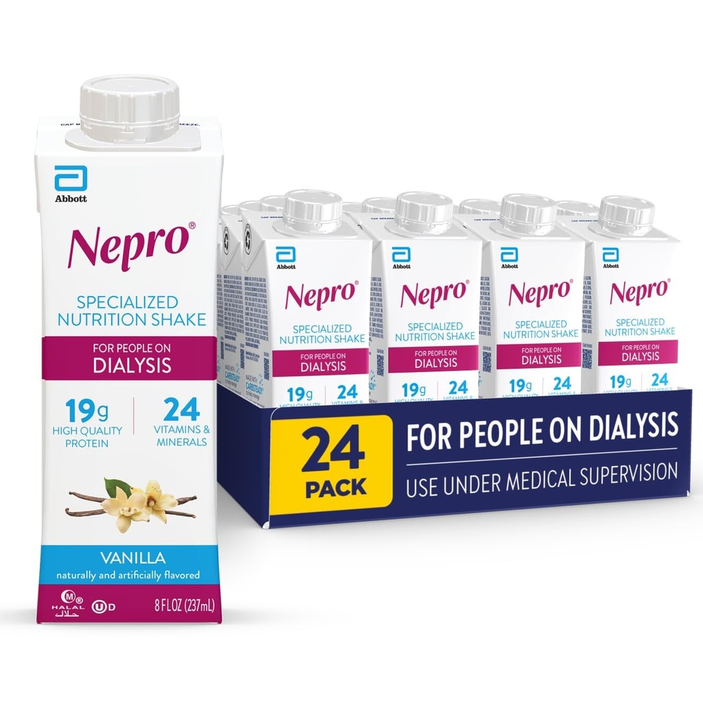 透析人群的Nepro营养摇摇,19g蛋白,420卡路里,香草,8 fl oz,24包