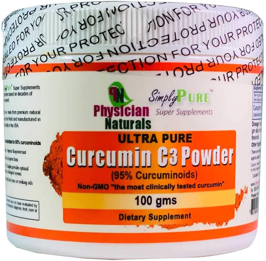 超纯Crucumin C3 复合粉末 100%纯Crucumin Turmeric 提取 100 GMS 11X 吸收联合支持和免疫健康