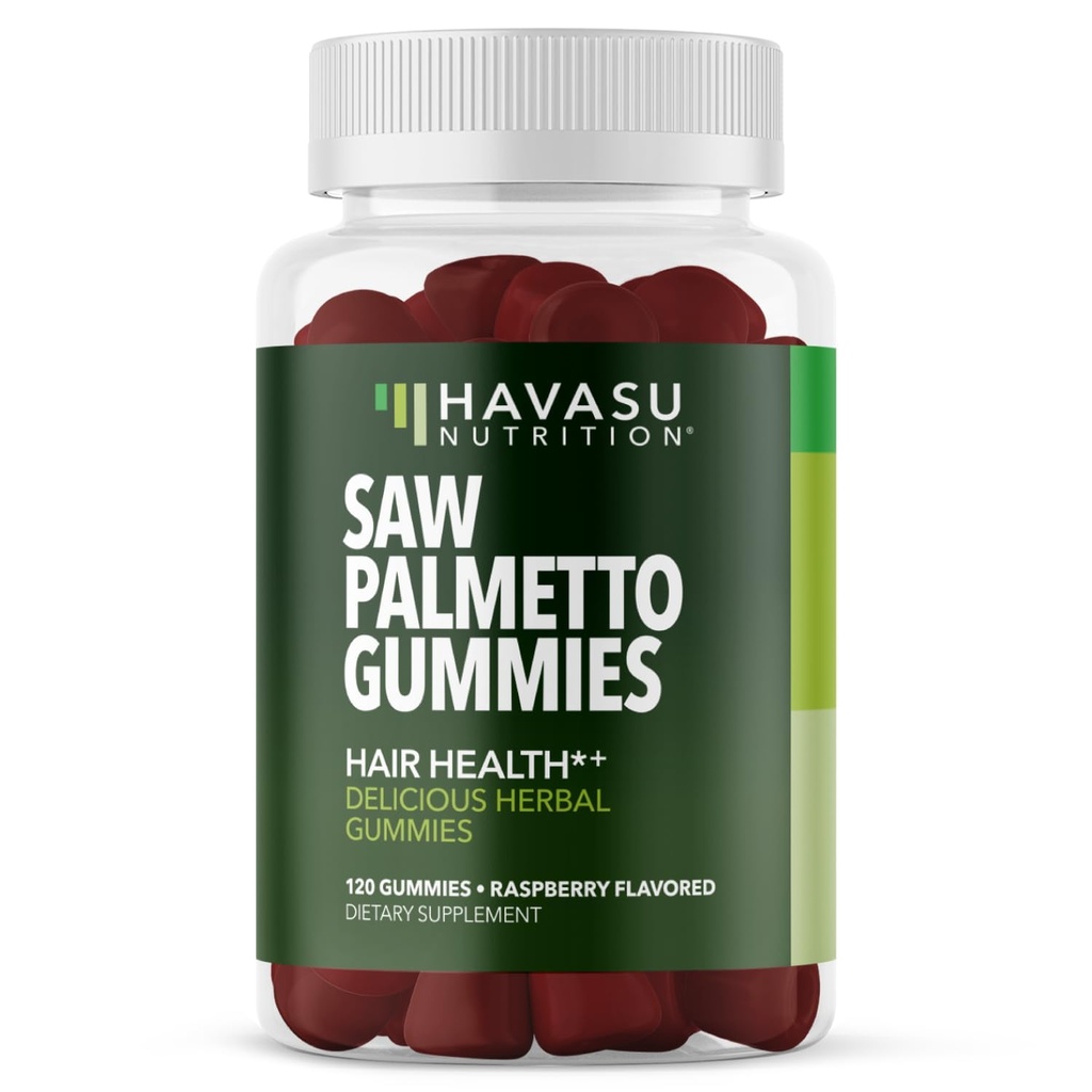Saw Palmetto for Men Gummys - DHT 毛发健康和男性定型弯曲块补充剂 - 120 计数 - 支持 Scalp和前列腺井 - Raspberry Flavor - Vegan, Non-GMO, 2个月供应量
