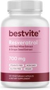 BESTVITE Resveratrol 700mg(120 蔬菜卡普勒斯) 配有红酒提取和葡萄种子提取 - 标准化为50% TransResveratrol - 无 Stearates - Vegan - 非 GMO - Gluten Free