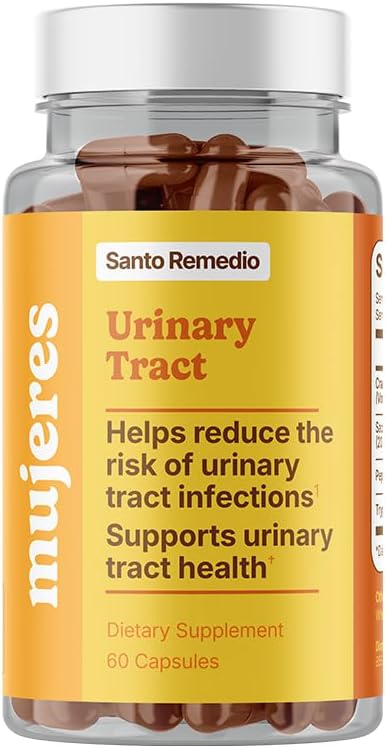 Santo Remedio Urinary Tract, 饮食补充, 帮助减少尿道感染, Cranberry, Probiotics, 和Ezymes, 临床证明的原料, 非GMO, 30种服务