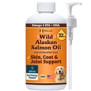 Natural Dog Company Wild Alaskan Salmon Oil for Dogs - EPA & DHA Omega 3 Fish Oil Supplements with Salmon & Pollock Blend for Skin, Coat, Joints, Heart & Immune Support, 32 oz