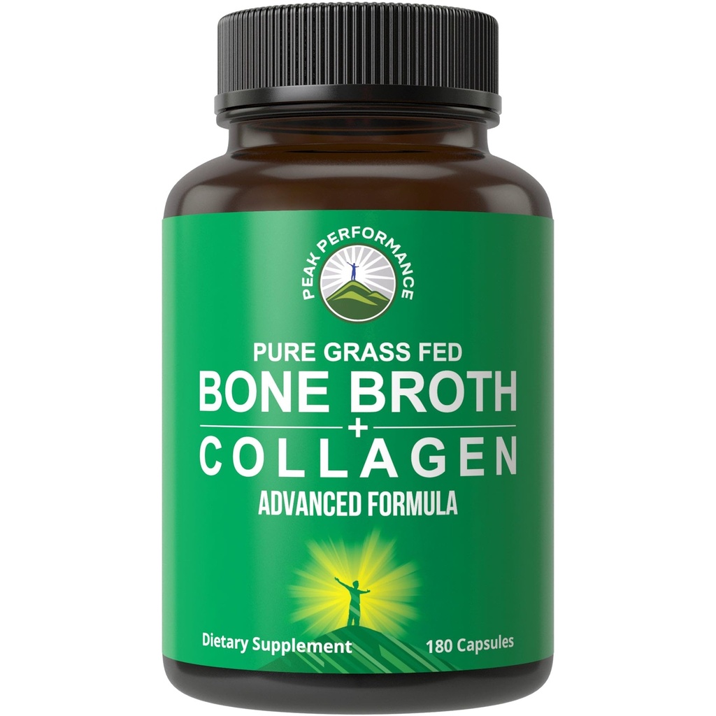(原始内容存档于2018-09-26). Bone Brosth Collagen Capsules. 180 Pills of Grass Fed Bone Broth Collagen 蛋白酸酯. 包含所有3种类型、1、2和3,纯增生的陈列板,供男女使用