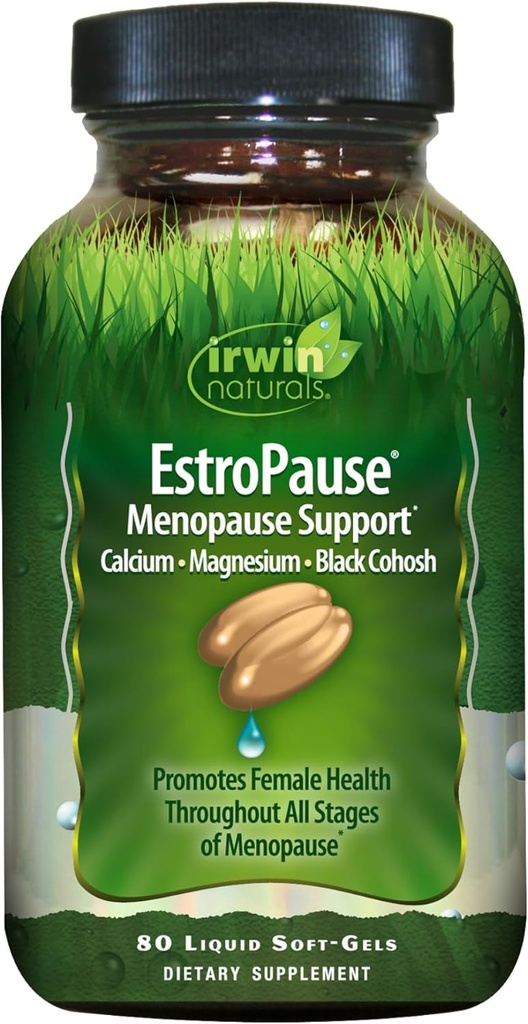 Irwin Naturals EstroPause 更年期支持 - 80个液态软胶 - 在整个更年期的各个阶段用钙、镁和黑色Cohosh促进女性健康